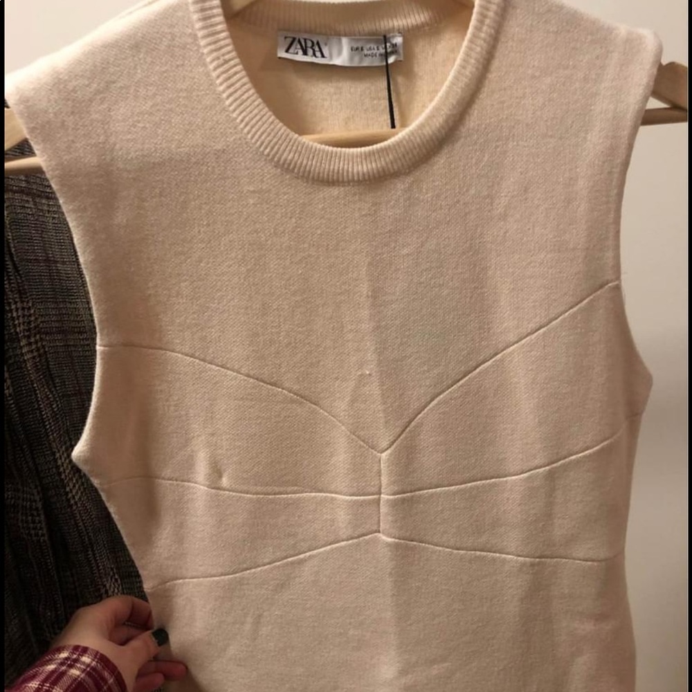 Zara Light Beige Midi Dress - Picture 2 of 2